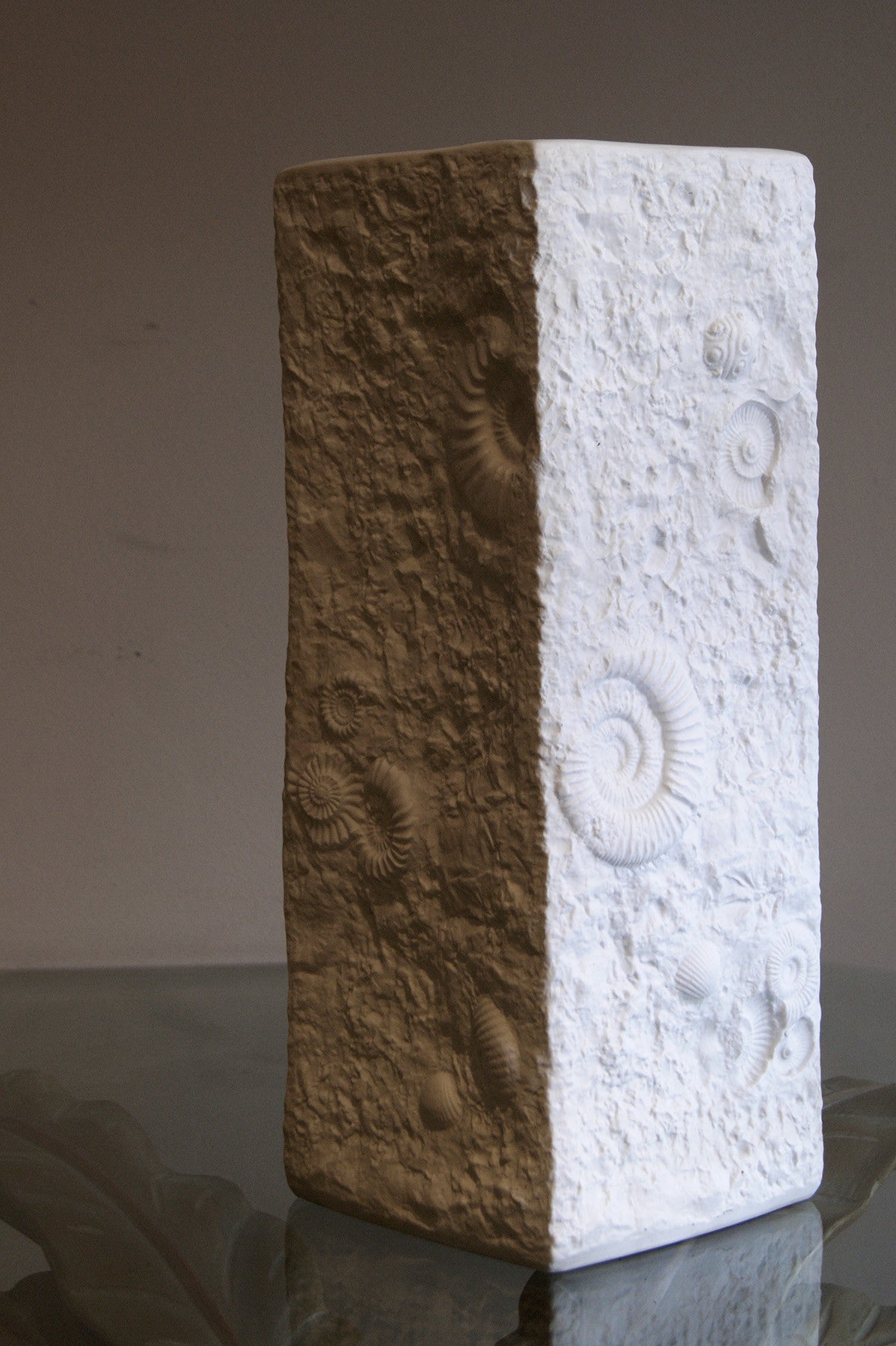 Large cast fossil german vase circa 1960 by Kaiser